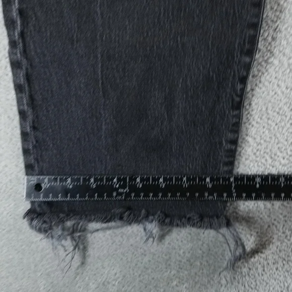 Madewell Jeans Womens 28 Black Perfect Vintage Wide Leg High Rise Raw‎ Hem - Picture 8 of 9